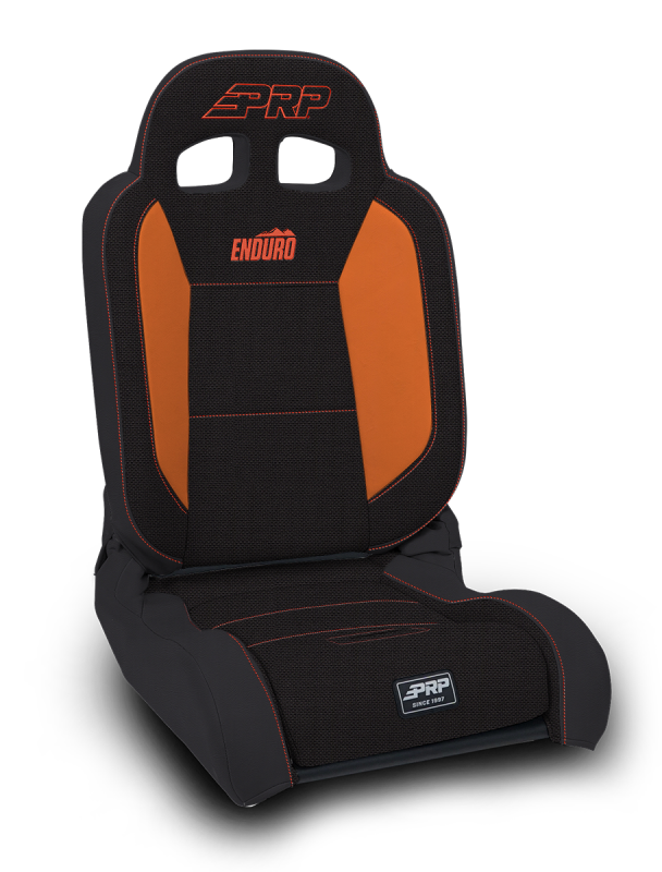PRP EnduroDaily Reclining Suspension Seat - Black/Orange Tweed - Passenger - GTR Auto