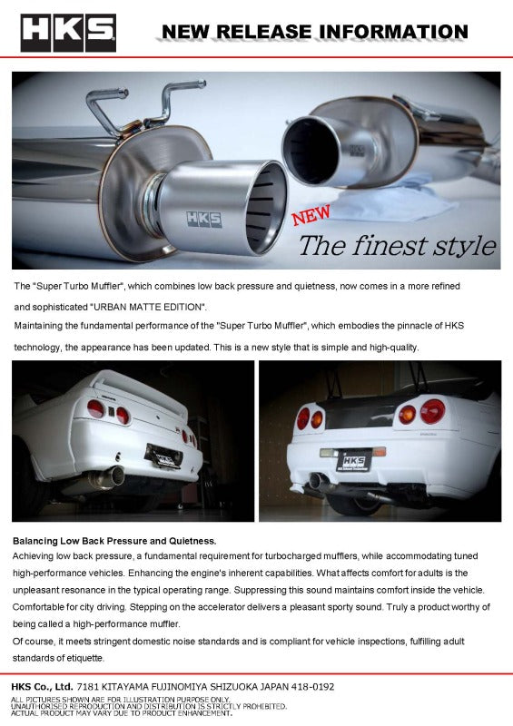 HKS 99-02 Nissan Skyline GT-R GF-BNR34 RB26DETT URBAN MATTE Edition Super Turbo Muffler 31029-AN013