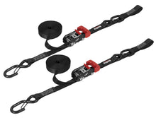 Load image into Gallery viewer, SpeedStrap 1In x 15Ft Ratchet Tie Down w/ Snap FtSFt Hooks w/ Soft Tie (2 Pack) - Black 11801-2