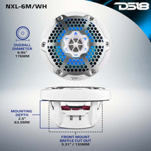 Load image into Gallery viewer, DS18 NXL-M Series Speaker w/ RGB LED Lights 6.5in 2-Way 100 Watts RMS 4 ohm White w/ Cover