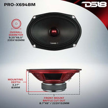 Load image into Gallery viewer, DS18 6x9in 275 Watts RMS 4 ohm Mid-Range Loudspeaker Bullet Loudspeaker Grill Included