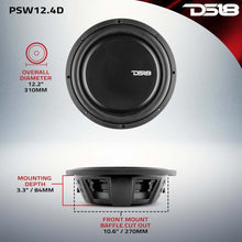Load image into Gallery viewer, DS18 12in 600 Watts RMS 4 ohm DVC Shallow Mount Water Resistant Subwoofer