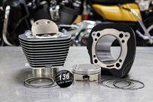 Load image into Gallery viewer, S&amp;S Cycle 2017+ M8 Models 132in/136in Big Bore Cyl Kit +8.5cc Dome (Blk Gran w/ Fins) - 4.320in Bore