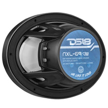 Load image into Gallery viewer, DS18 NXL Series Coaxial Marine Speaker w RGB Lights 6x9in 2-Way 125 Watts RMS 4 ohm Black w Cover