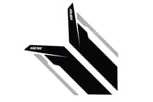 Load image into Gallery viewer, APR Sideburn Stickers - Black APR/Silver Stripe (Pair) PM100334