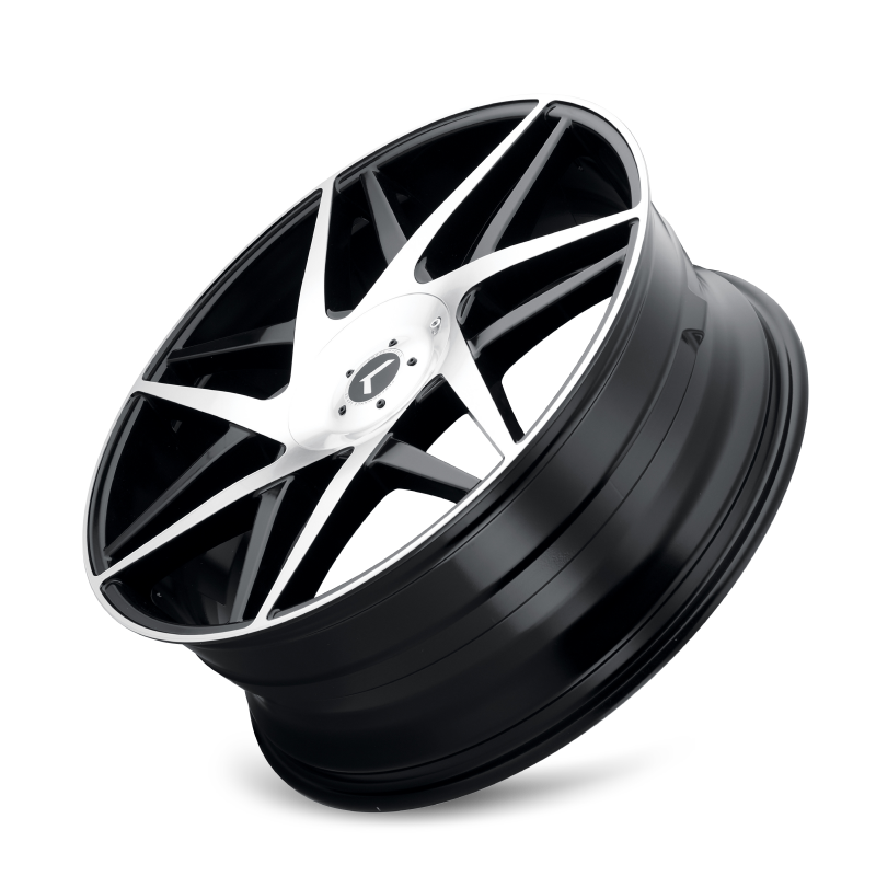 Kraze KR192 Phase 22x8.5 / 5x115/120 BP / 38mm Offset / 74.1mm Hub Gloss Black Machined Wheel