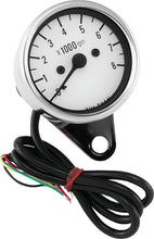 Load image into Gallery viewer, Bikers Choice 2.5 Inch Chrome Mini Tach Universal White Face 8000 RPM