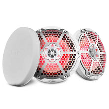Load image into Gallery viewer, DS18 NXL-M Series Speaker w/ RGB LED Lights 8in 2-Way 125 Watts RMS 4 ohm White w/ Cover