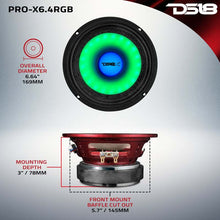 Load image into Gallery viewer, DS18 6.5in 250 Watts RMS 4ohm Mid Range Loudspeaker w/Translucent Dust Cap and Cone w/RGB LED Lights