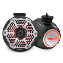 Load image into Gallery viewer, DS18 Compact Towers With Flat And Pole Mounts 6.5in 100 Watts RMS RGB LED Lights Black Carbon Fiber