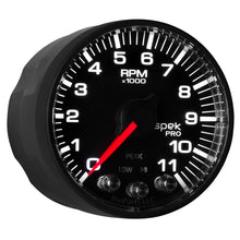 Load image into Gallery viewer, Autometer Spek-Pro Gauge Tach 2 1/16in 11K Rpm W/ Shift Light &amp; Peak Mem - Blk/Blk P336328