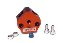 Load image into Gallery viewer, Russell Adapter Y-Block 3/8in Sae Quick Disconnect Female To 2X 3/8in Sae Qd Male Blk Anodized
