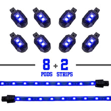 Load image into Gallery viewer, XK Glow Strips Single Color XKGLOW LED Accent Light Motorcycle Kit Amber - 8xPod + 2x8In
