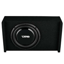 Load image into Gallery viewer, DS18 Single 10in Shallow Subwoofer and Enclosure 300 Watts RMS Downfiring Sealed Black Carpet
