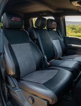 Load image into Gallery viewer, PRP 2021+ Ford 150/ 2023+ SuperDuty Front Seat Covers (Pair) - Black w/ Red Stich