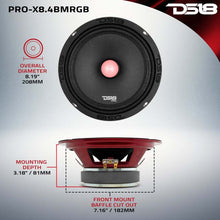 Load image into Gallery viewer, DS18 8in 275 Watts RMS 4 ohm Mid-Range Loudspeaker RGB Bullet Loudspeaker