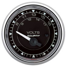 Load image into Gallery viewer, AutoMeter Chrono 2-1/16in 18V Electric Voltmeter Gauge - Chrome 9792