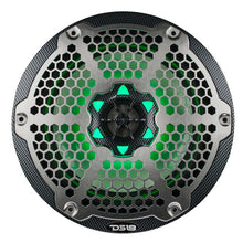 Load image into Gallery viewer, DS18 NXL-M Series Speaker w/ RGB LED Lights 8in 2-Way 125 Watts RMS 4 ohm Black Crbn Fiber w/ Cover