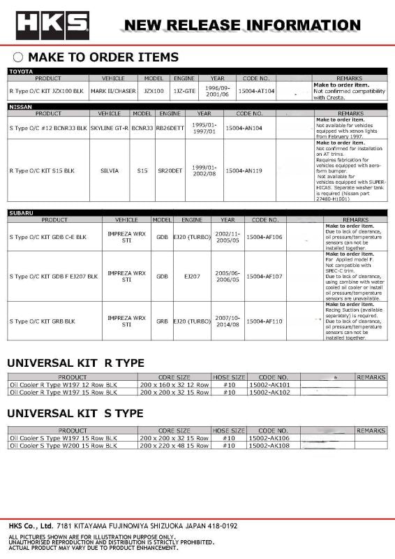 HKS S Type O/C KIT BNR32 BLK 15004-AN103