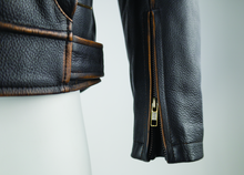 Load image into Gallery viewer, Kuryakyn Leather By River Road Hoodlum Vintage Leather Jacket Black - Small