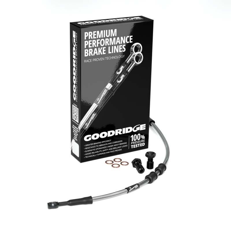 Goodridge 02-03 HD XL883R +2in Clear Brake Line Kit w/Stainless Steel Fittings