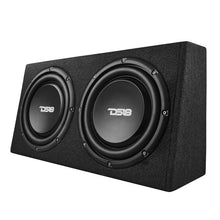 Load image into Gallery viewer, DS18 Dual 10in Shallow Enclosure w/ Subwoofer 350 Watts RMS Sealed Black Carpet Amplified