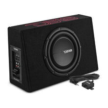 Load image into Gallery viewer, DS18 Single 10in Shallow Enclosure w/ Subwoofer 350 Watts RMS Sealed Black Carpet Amplified