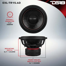 Load image into Gallery viewer, DS18 15in 2500 Watts RMS 4+4 ohm DVC Quad Stacked Magnet Reinforced Cone Subwoofers