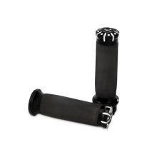 Load image into Gallery viewer, Burly Brand 82-17 H-D Dual Cable Set Hawk Billet Handle Grip Set - Black Machined