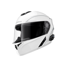 Load image into Gallery viewer, Sena Technologies Outrush R Flip-Up Bluetooth Helmet Glossy White - Medium