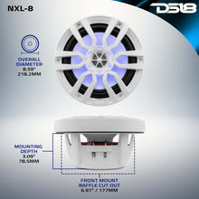 Load image into Gallery viewer, DS18 NXL Series Coaxial Marine Speaker w/ RGB Lights 8in 2-Way 125 Watts RMS 4 ohm White