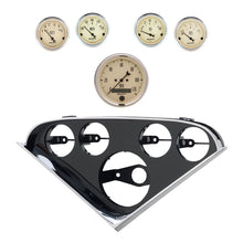 Load image into Gallery viewer, Autometer Antique Beige Direct Fit Dash Kit 55-56 Chevrolet (1 x 3-3/8in. / 4 x 2-1/16in.) 2207-02