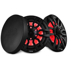 Load image into Gallery viewer, DS18 NXL Series Coaxial Marine Speaker w/ RGB Lights 10in 2-Way 200Watts RMS 4 ohm Black w/ Cover