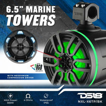 Load image into Gallery viewer, DS18 Tower Speakers 6.5in 100 Watts RMS w/ RGB LED Lights Red
