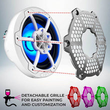 Load image into Gallery viewer, DS18 NXL-M Series Speaker w/ RGB LED Lights 6.5in 2-Way 100 Watts RMS 4 ohm White w/ Cover