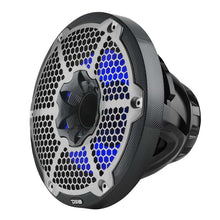 Load image into Gallery viewer, DS18 Hybrid Marine Speakers w/ Driver And RGB LED 10in 2-Way 450 Watts RMS 4 ohm Crbn Fiber w/ Cover