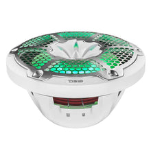 Load image into Gallery viewer, DS18 NXL-M Series Spkr w/ RGB LED Lights 10in 2-Way 200 Watts RMS 4 ohm Wht Grill Detached w/ Cover