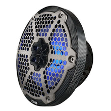 Load image into Gallery viewer, DS18 NXL-M Series Speaker w/ RGB LED Lights 8in 2-Way 125 Watts RMS 4 ohm Black Crbn Fiber w/ Cover