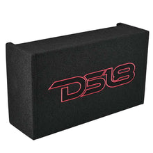 Load image into Gallery viewer, DS18 Single 10in Shallow Subwoofer &amp; Enclosure 300 Watt RMS Downfiring Sealed Black Carpet Amplified