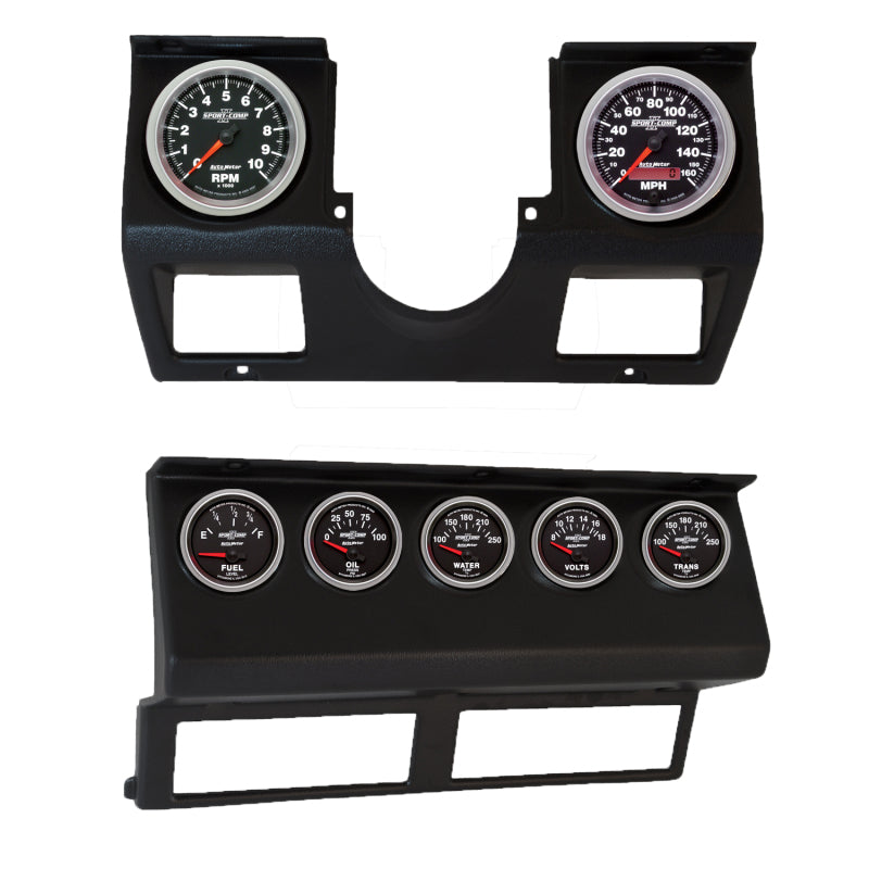 Autometer Sport-Comp II Direct Fit Dash Kit 87-96 Jeep Wrangler YJ (Tach/MPH/FL/OilP/WTMP/VLT/TRNS) 7040-12