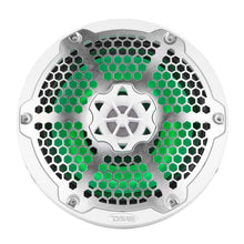 Load image into Gallery viewer, DS18 Hybrid Marine Speaker w/ Driver And RGB LEDs 8in 2-Way 350 Watts RMS 4 ohm White w/ Covers