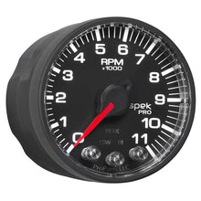 Load image into Gallery viewer, Autometer Spek-Pro Gauge Tach 2 1/16in 11K Rpm W/ Shift Light &amp; Peak Mem - Blk/Blk P336328