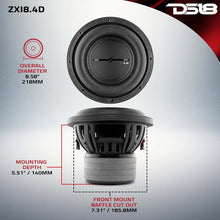 Load image into Gallery viewer, DS18 8in 600 Watts RMS 4 ohm DVC High Excursion Subwoofer