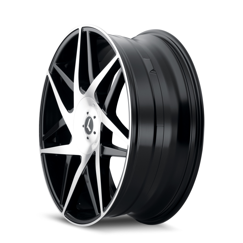 Kraze KR192 Phase 22x8.5 / 5x115/120 BP / 38mm Offset / 74.1mm Hub Gloss Black Machined Wheel