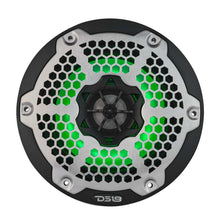 Load image into Gallery viewer, DS18 Hybrid Marine Speaker w/ Driver And RGB LEDs 6.5in 2-Way 250 Watts RMS 4 ohm Black w/ Covers