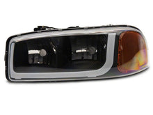 Load image into Gallery viewer, Raxiom 99-06 GMC Sierra 1500 Axial Series Headlights w/ LED Bar- Black Housing (Clear Lens)