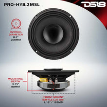 Load image into Gallery viewer, DS18 8in 200 Watts RMS 2 ohm Mid-Range Loudspeaker Shallow Grill Included