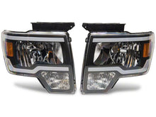 Load image into Gallery viewer, Raxiom 09-14 Ford F-150 Axial Series Headlights w/ LED Bar- Black Housing (Clear Lens)