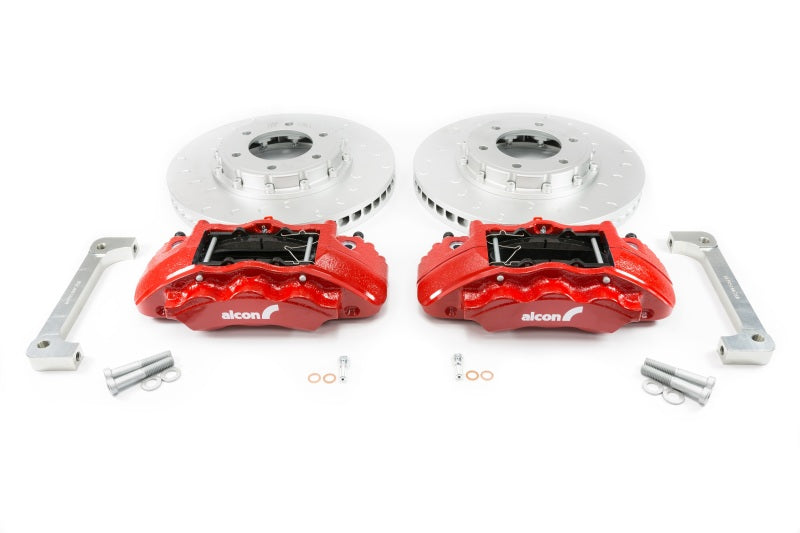 Alcon 2019+ Ford Ranger/2020+ Bronco 2.3L 350x34mm Rotors 6-Piston Calipers Front Brake Kit - Red ALABKF1551K61