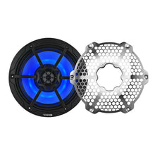 Load image into Gallery viewer, DS18 Hybrid Marine Speaker w/ Driver And RGB LEDs 8in 2-Way 350 Watts RMS 4 ohm Black w/ Covers